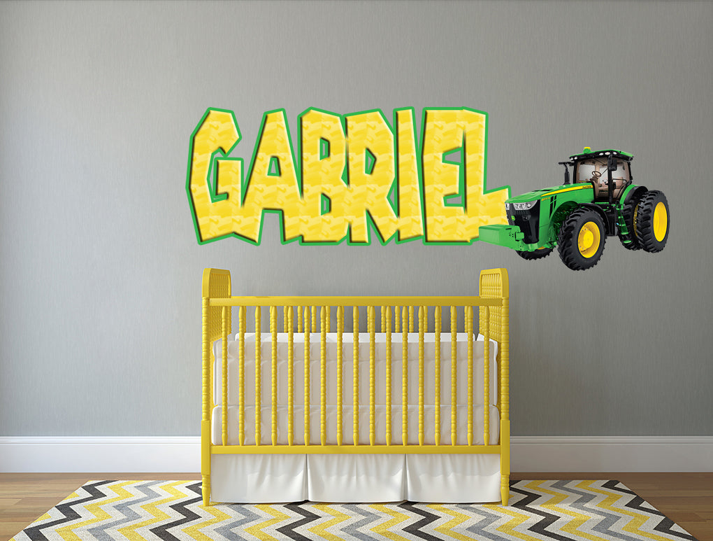 Kids Tractor Personalized Custom Name Wall Sticker Decal WP125