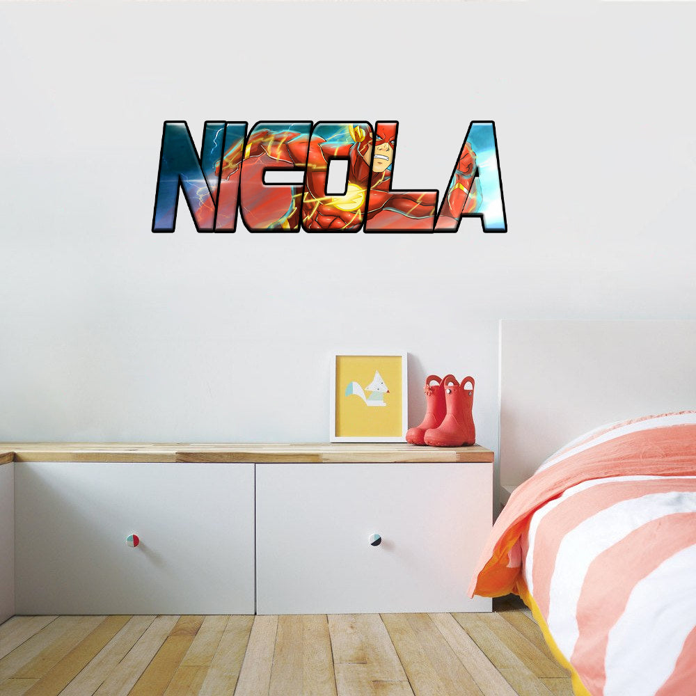 Flash Super hero Personalized Custom Name Wall Sticker Decal WP142