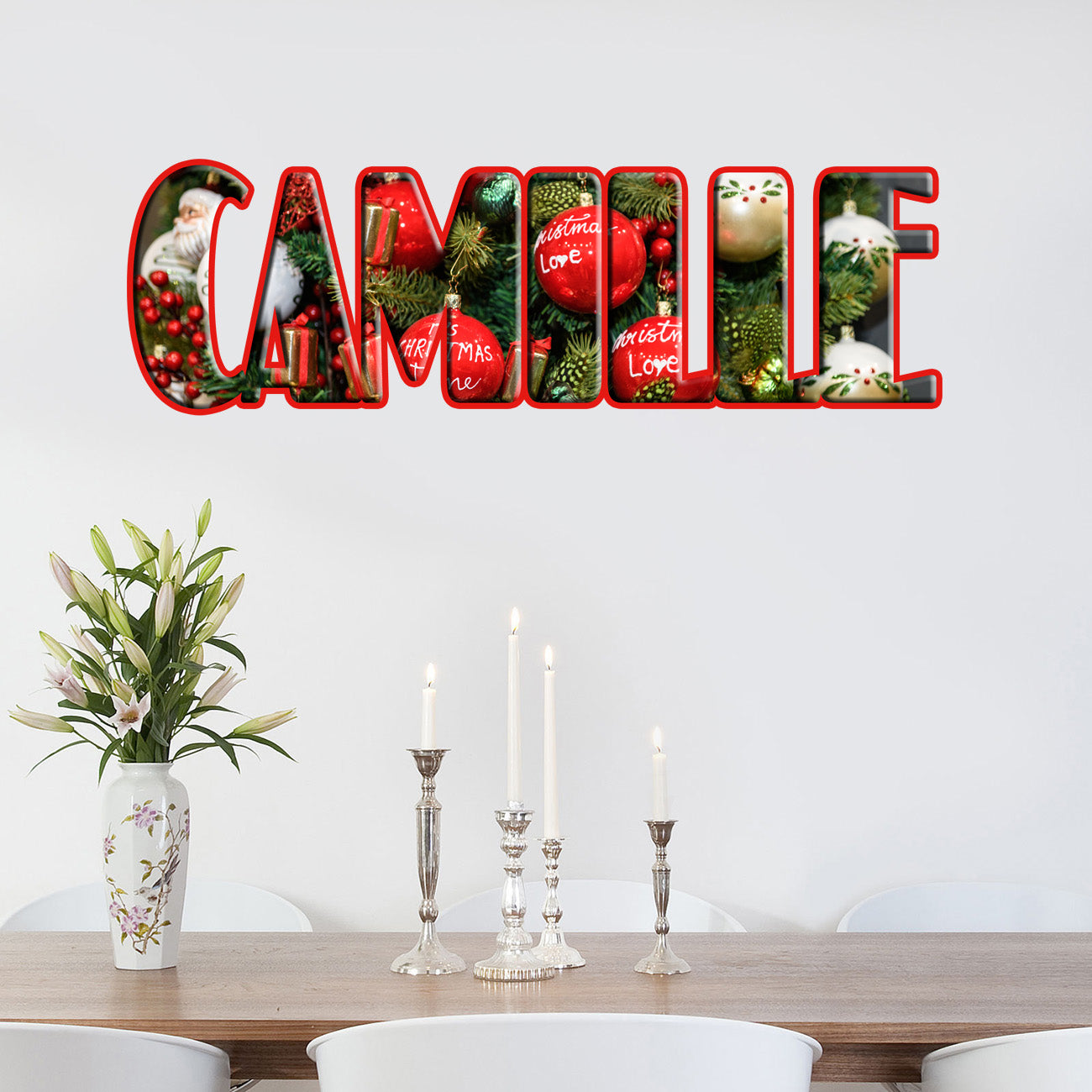 Kids CHRISTMAS Personnalisé Custom Name Wall Sticker Decal WP145