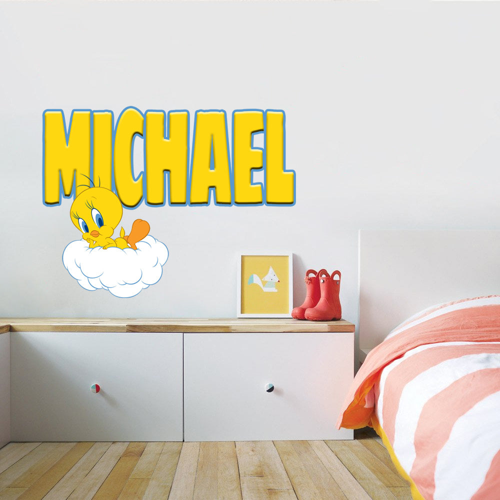 Tweety Looney Tunes Personnalisé Custom Name Wall Sticker Decal WP146