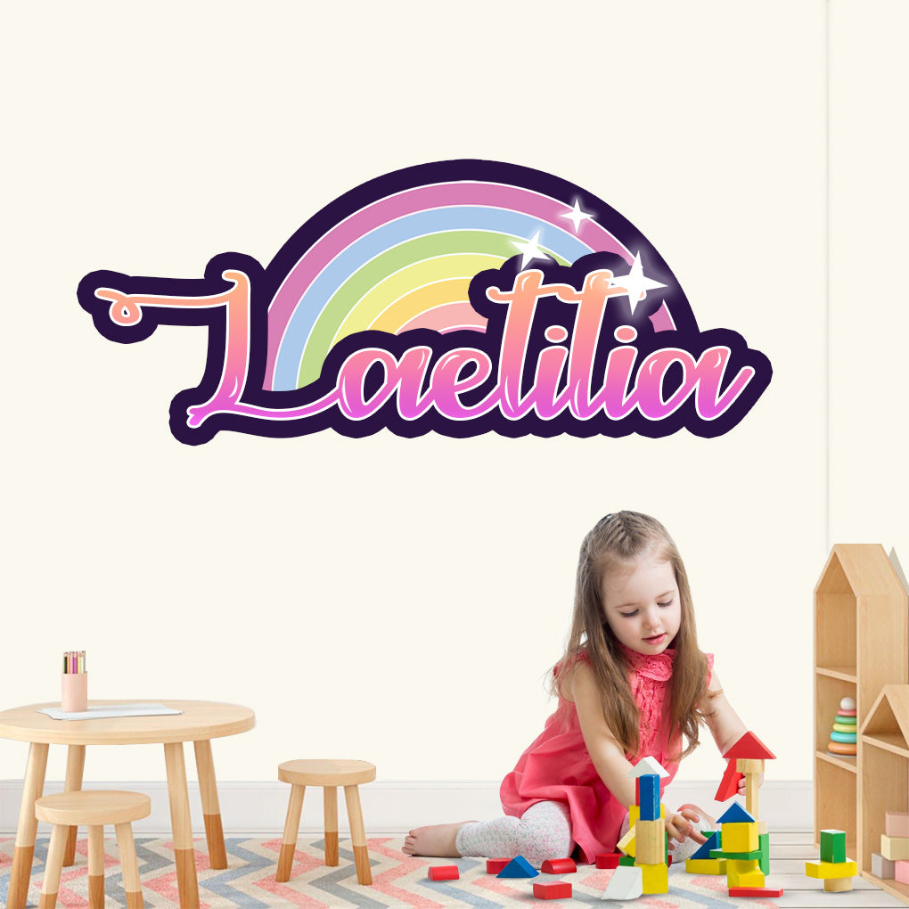 Rainbow Personalized Custom Name Wall Sticker Decal Kids WP154