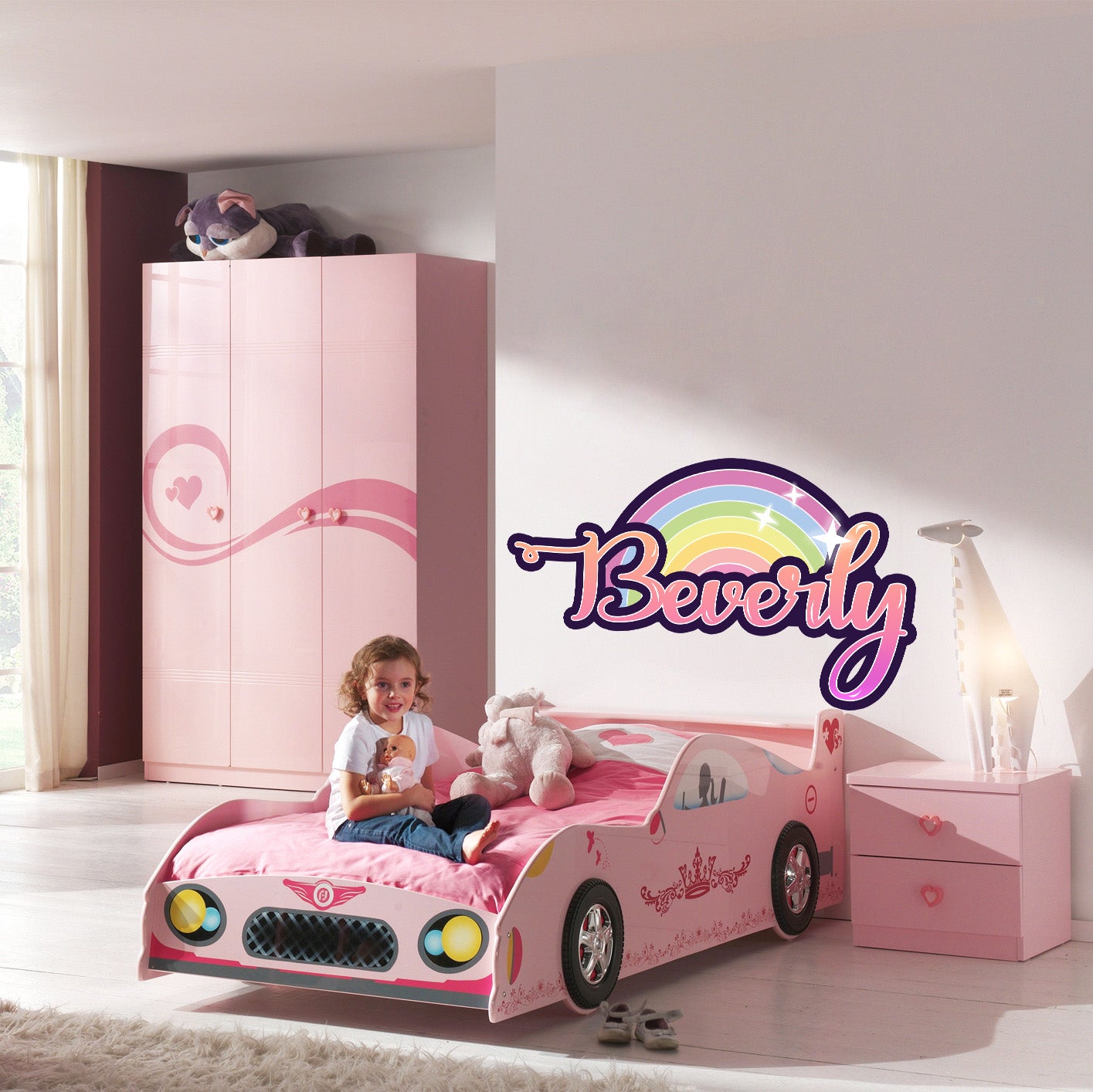 Rainbow Personalized Custom Name Wall Sticker Decal Kids WP154