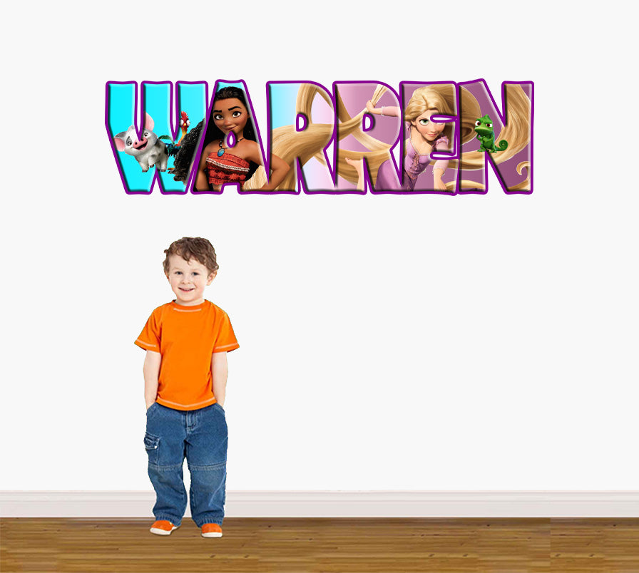 Moana & Rapunzel personnalisé nom personnalisé sticker mural autocollant WP167