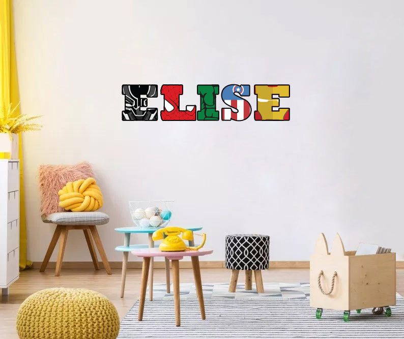 THE AVENGERS Super Heroes Personalized Custom Name Wall Sticker Decal WP181