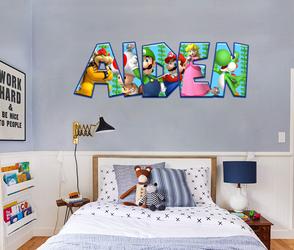 Super Mario Bros Personalized Custom Name Wall Sticker Decal WP182