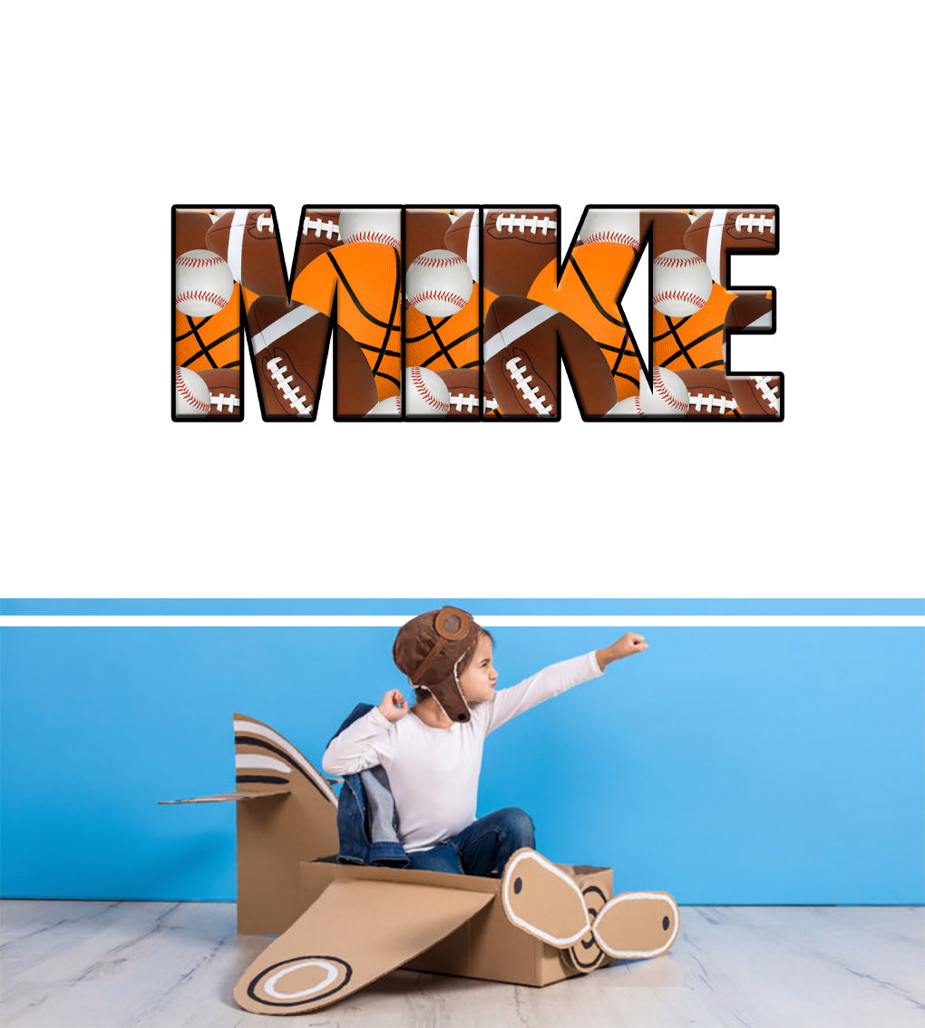 Sports Balls Personalized Custom Name Wall Sticker Decal WP185