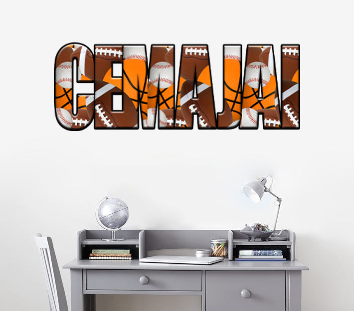 Sports Balls Personalized Custom Name Wall Sticker Decal WP185