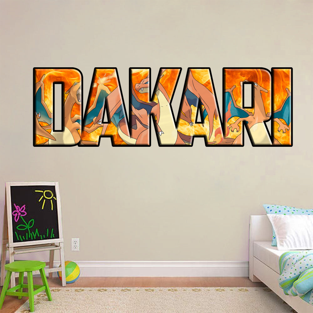CHARIZARD Pokemon Personnalisé Custom Name Wall Sticker Decal WP203