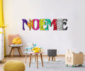 Glitter Rainbow Colorful Personnalisé Nom personnalisé Wall Sticker Decal WP217