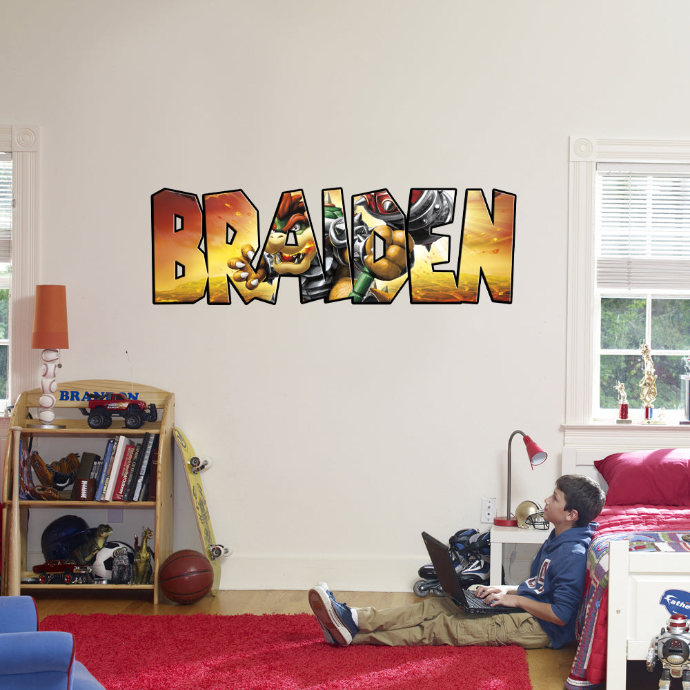 Bowser Super Mario Bros Personalized Custom Name Wall Sticker Decal WP218
