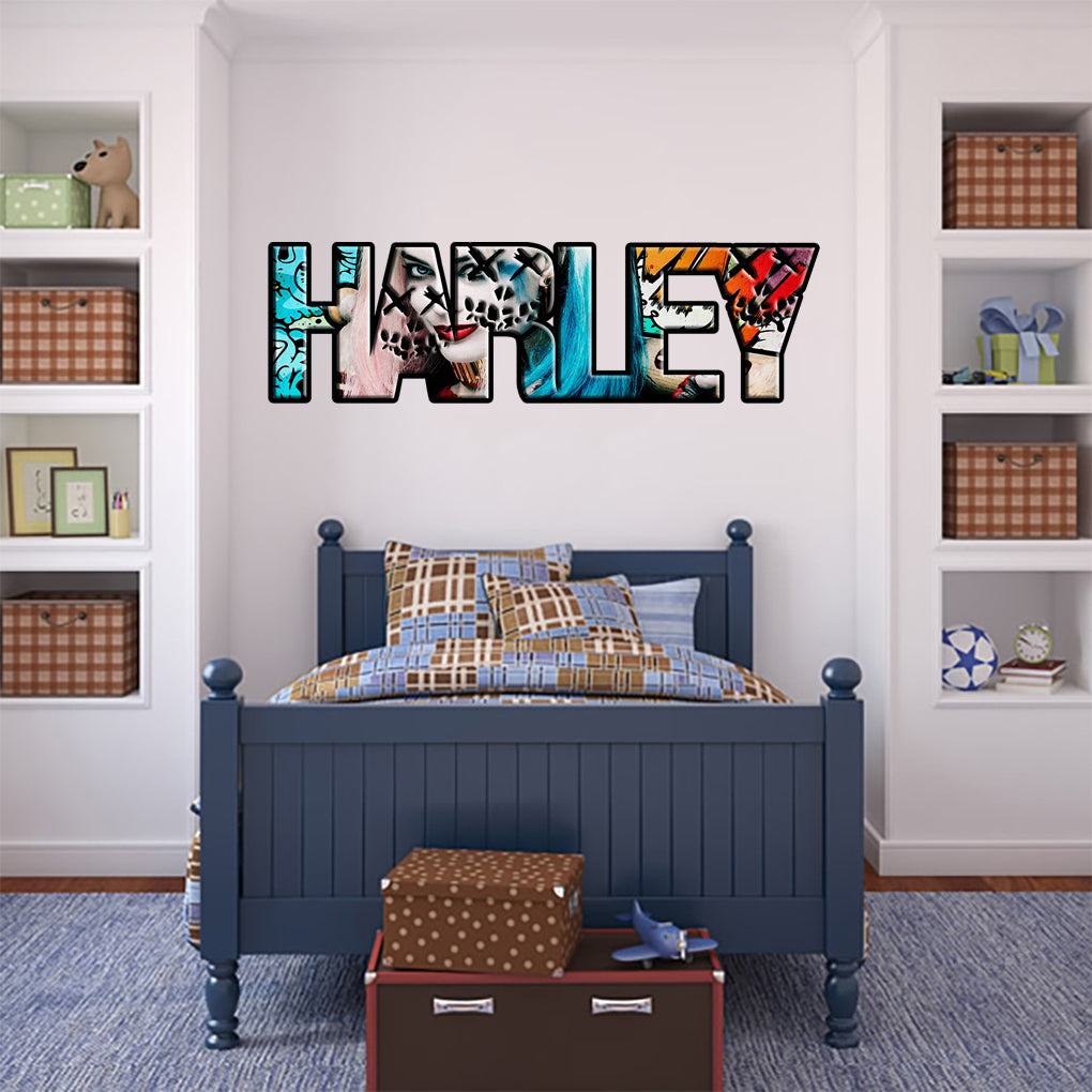 HARLEY QUINN Super Hero Personalized Custom Name Wall Sticker Decal WP222