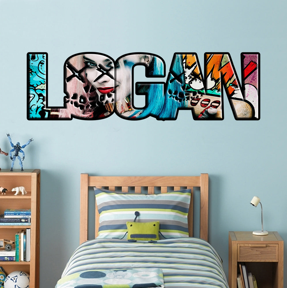 HARLEY QUINN Super Hero Personalized Custom Name Wall Sticker Decal WP222