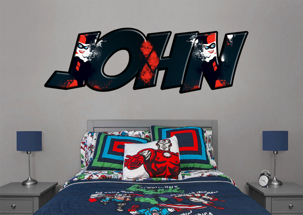 HARLEY QUINN Super Hero Personnalisé Custom Name Wall Sticker Decal WP223