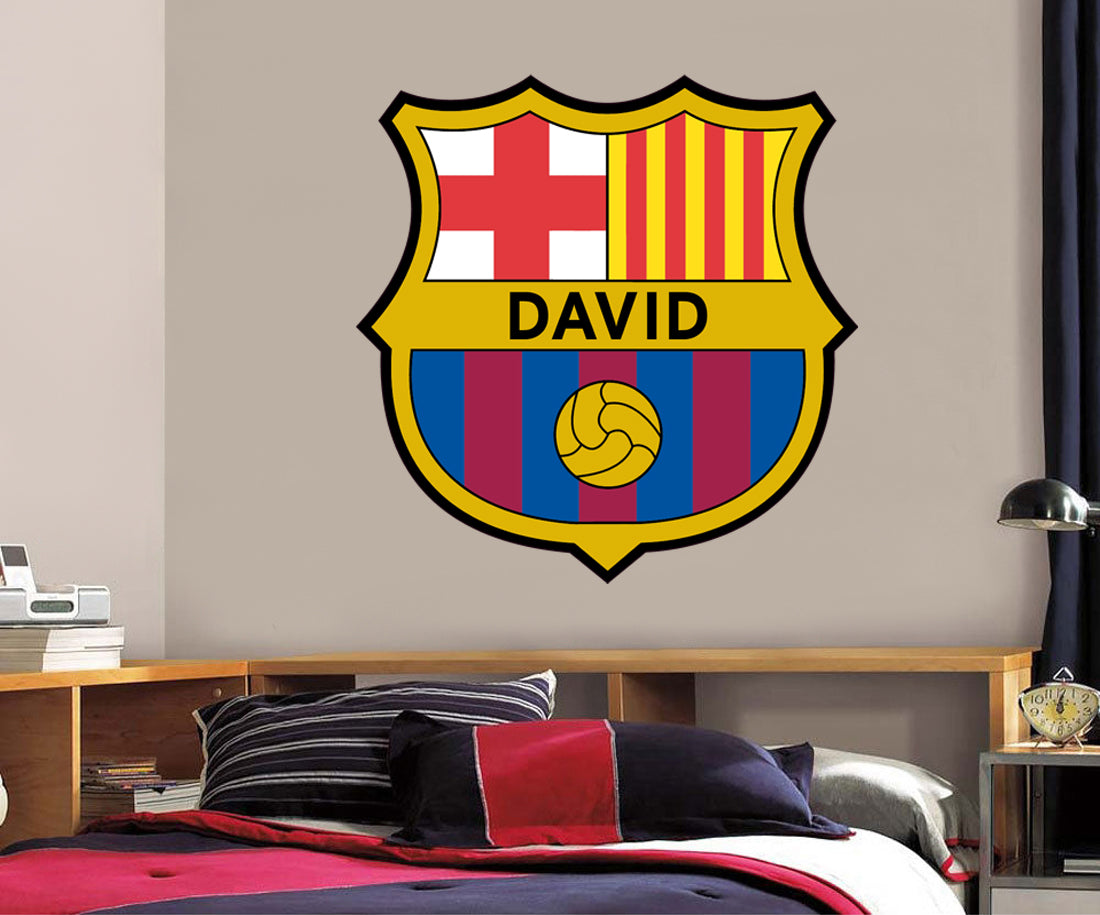 Barcelona FCB Logo Personnalisé Custom Name Wall Sticker Decal WP228