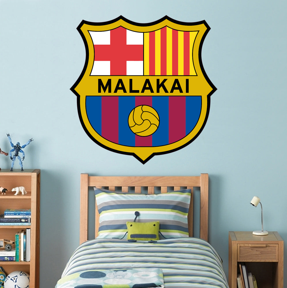 Barcelona FCB Logo Personnalisé Custom Name Wall Sticker Decal WP228