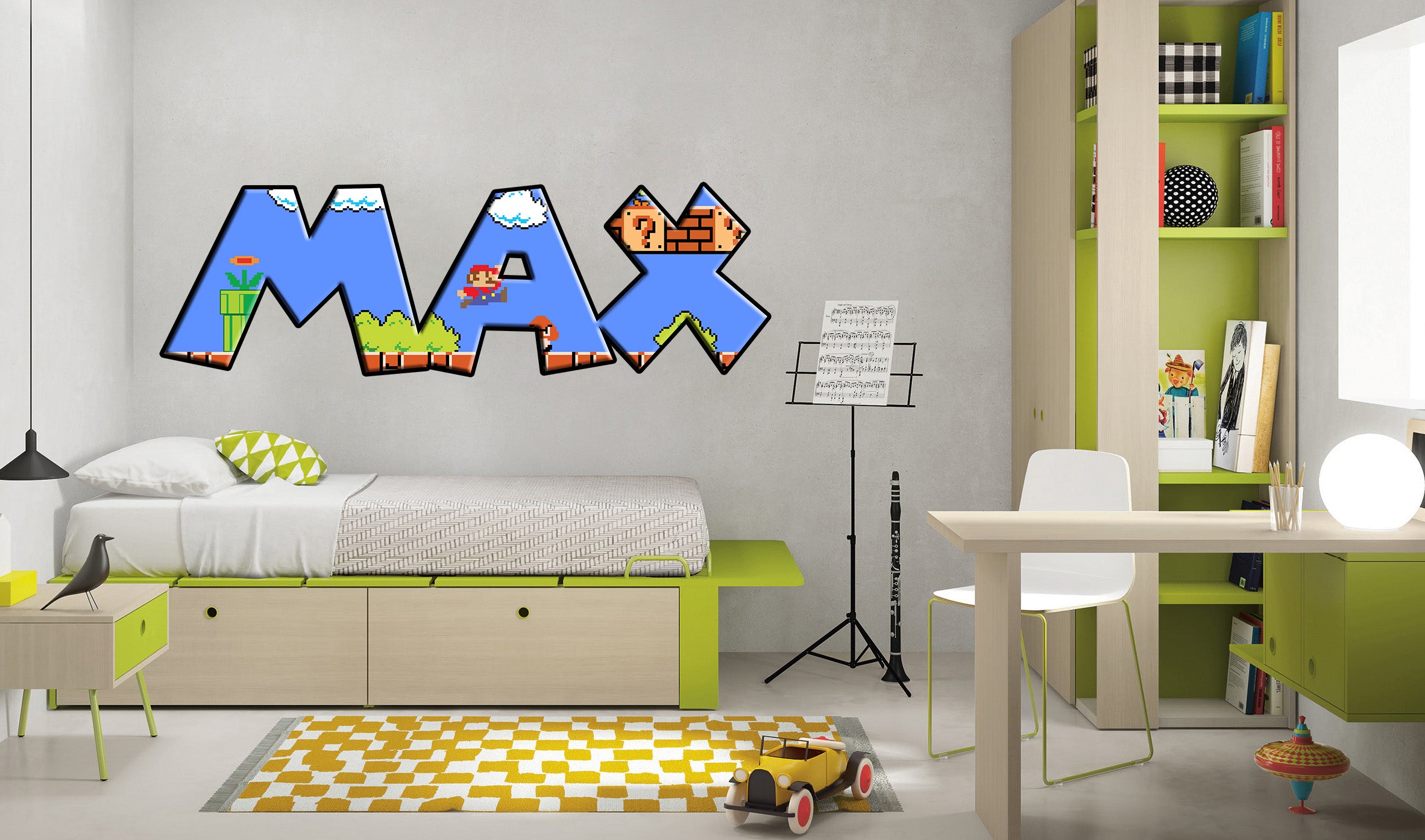 Super Mario Retro Personnalisé Custom Name Wall Sticker Decal WP22