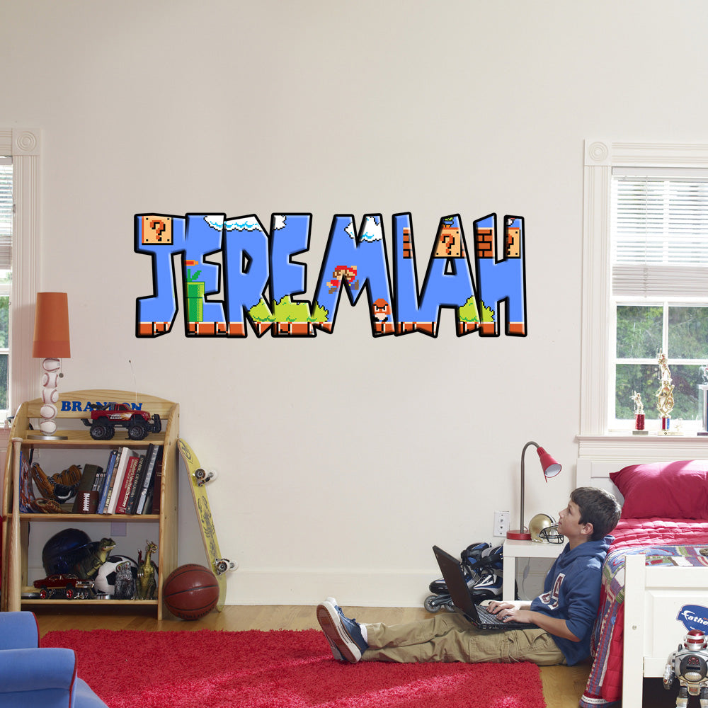 Super Mario Retro Personnalisé Custom Name Wall Sticker Decal WP22