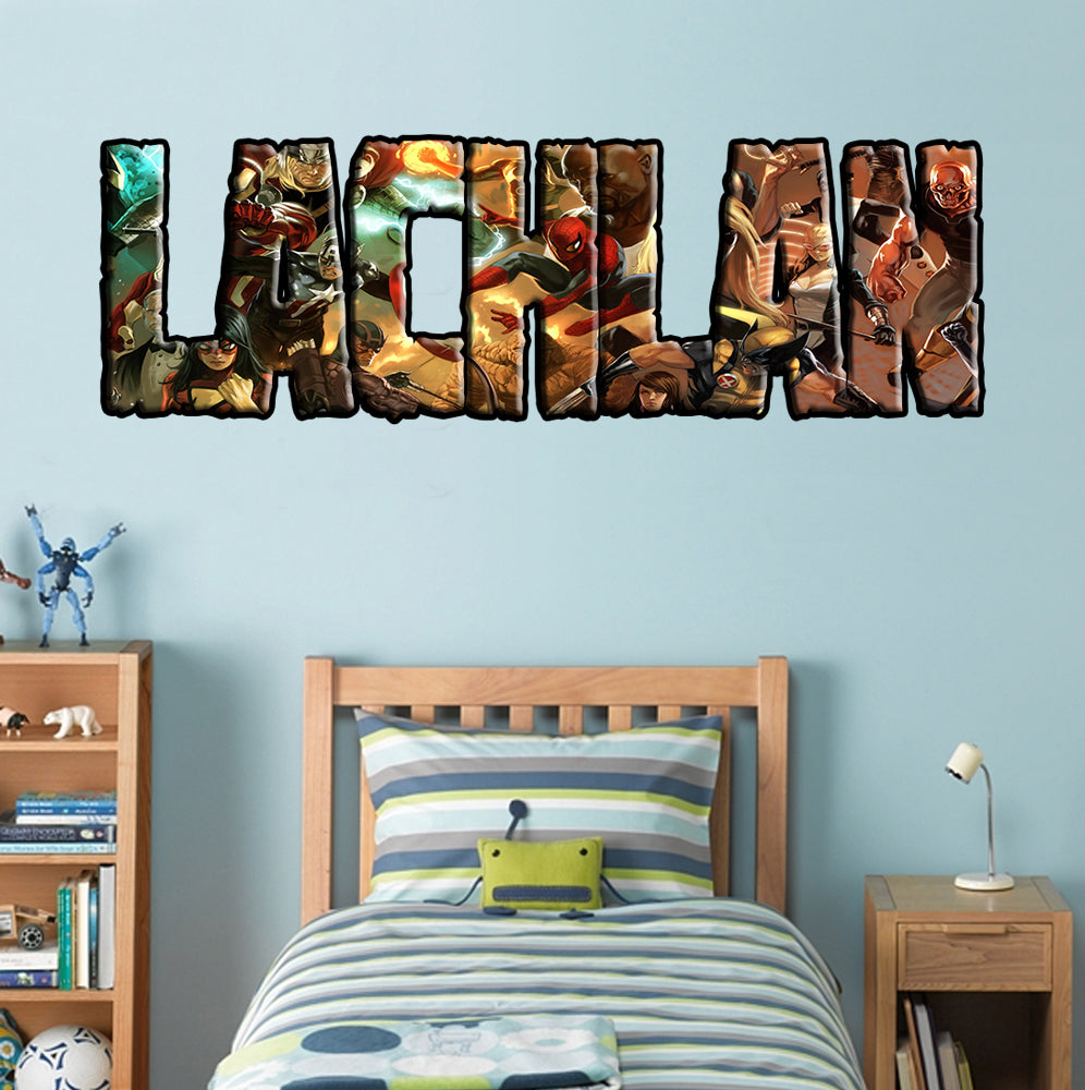 Marvel Superheroes personnalisé nom personnalisé sticker mural autocollant WP231