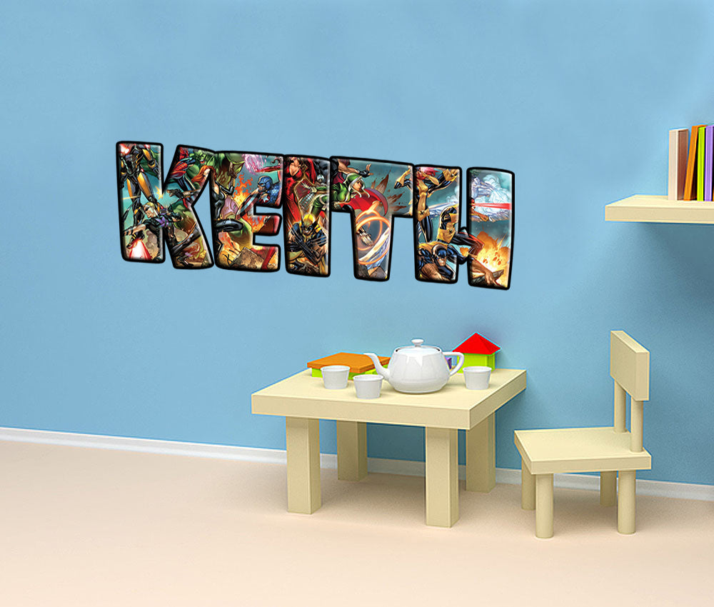 Comics Superheroes Personalized Custom Name Wall Sticker Decal WP232
