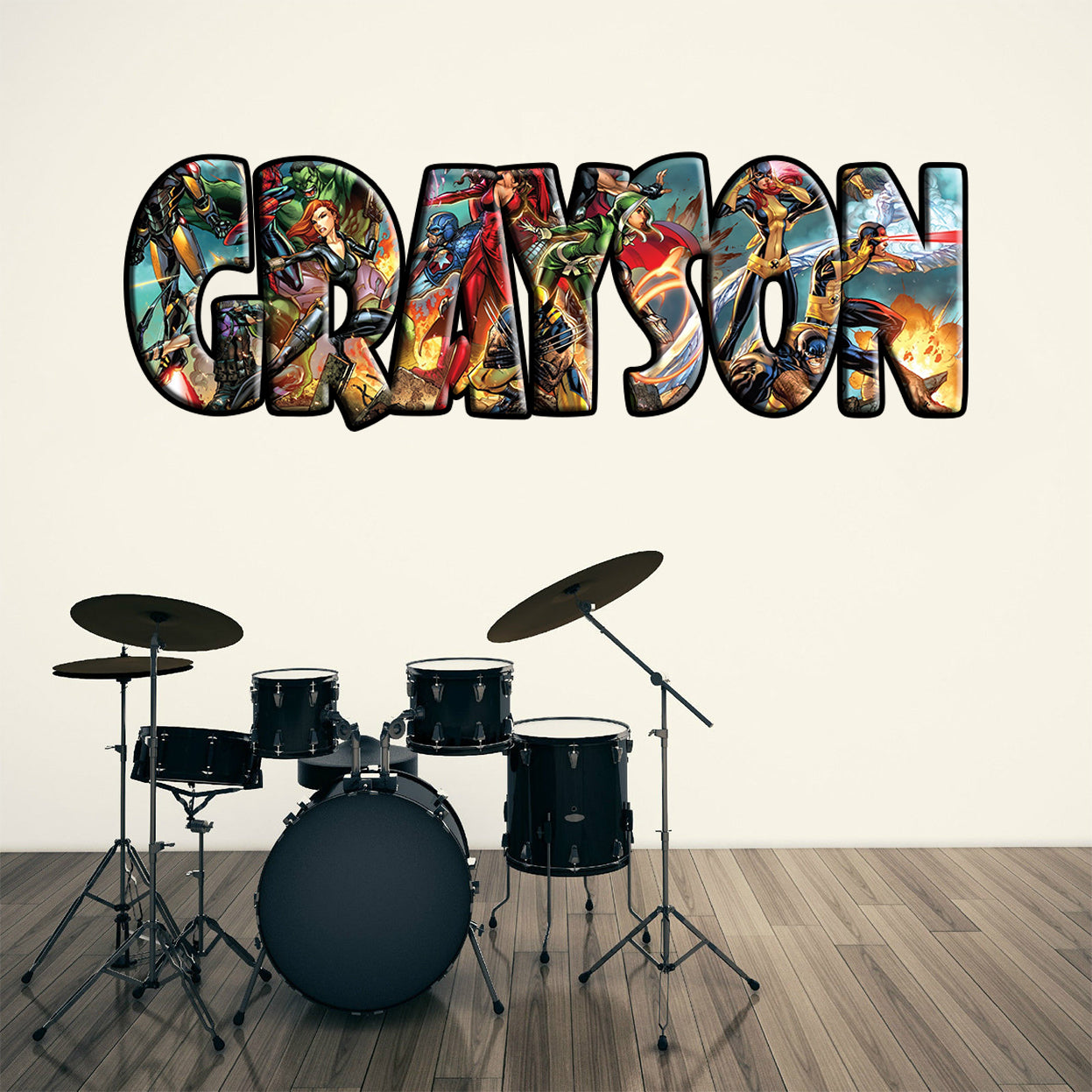 Comics Superheroes Personalized Custom Name Wall Sticker Decal WP232