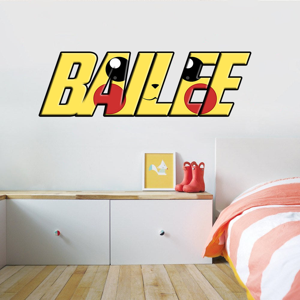 PIKACHU Pokémon Personnalisé Nom personnalisé Wall Sticker Decal WP234