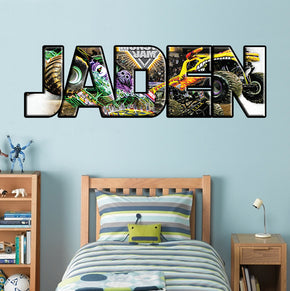 Monster Jam personnalisé nom personnalisé sticker mural autocollant WP236