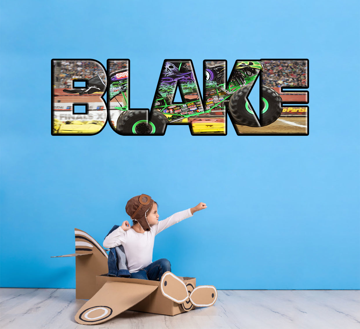 Grave Digger Monster Jam Personalized Custom Name Wall Sticker Decal WP237
