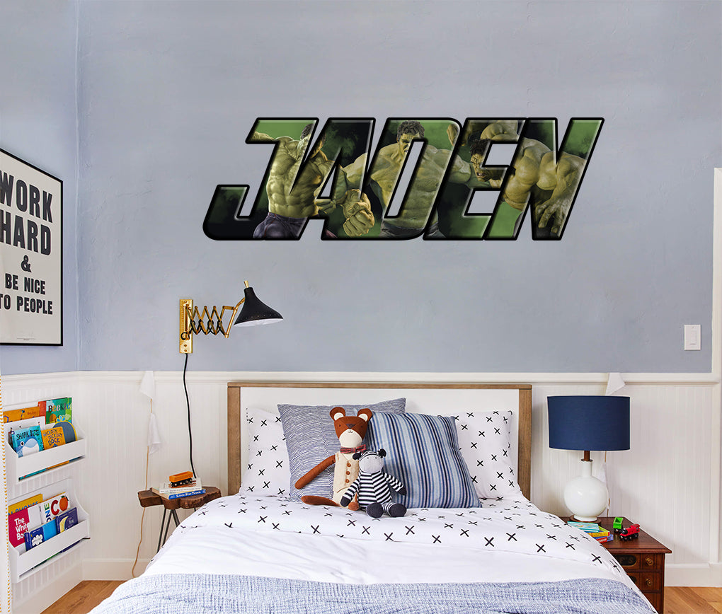 THE INCREDIBLE HULK Super Heroes Personalized Custom Name Wall Sticker Decal WP239