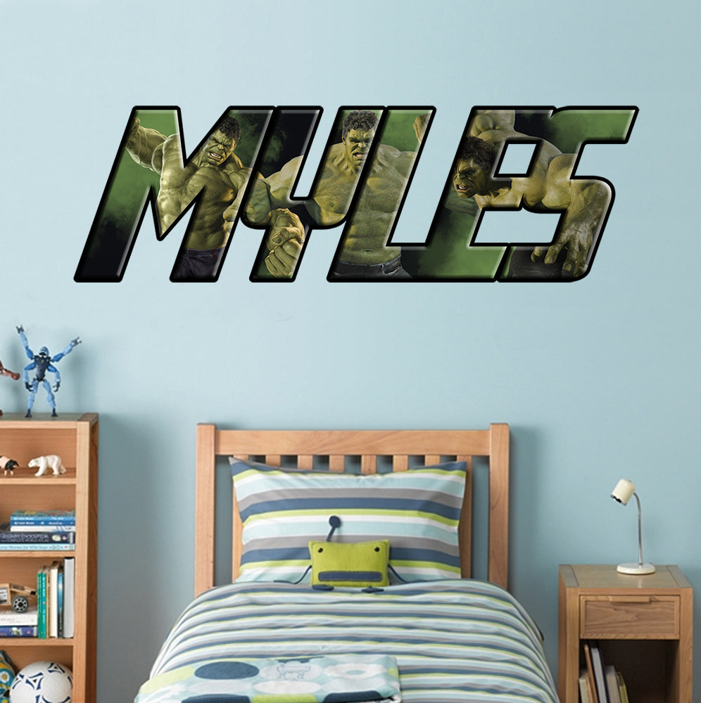 THE INCREDIBLE HULK Super Heroes Personalized Custom Name Wall Sticker Decal WP239