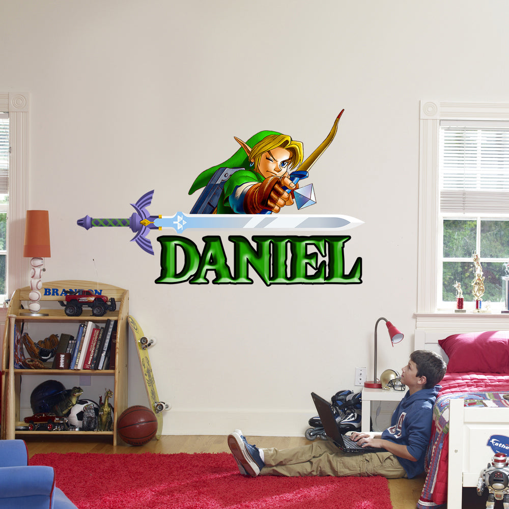 Link Legend Of Zelda Personalized Custom Name Wall Sticker Decal WP248