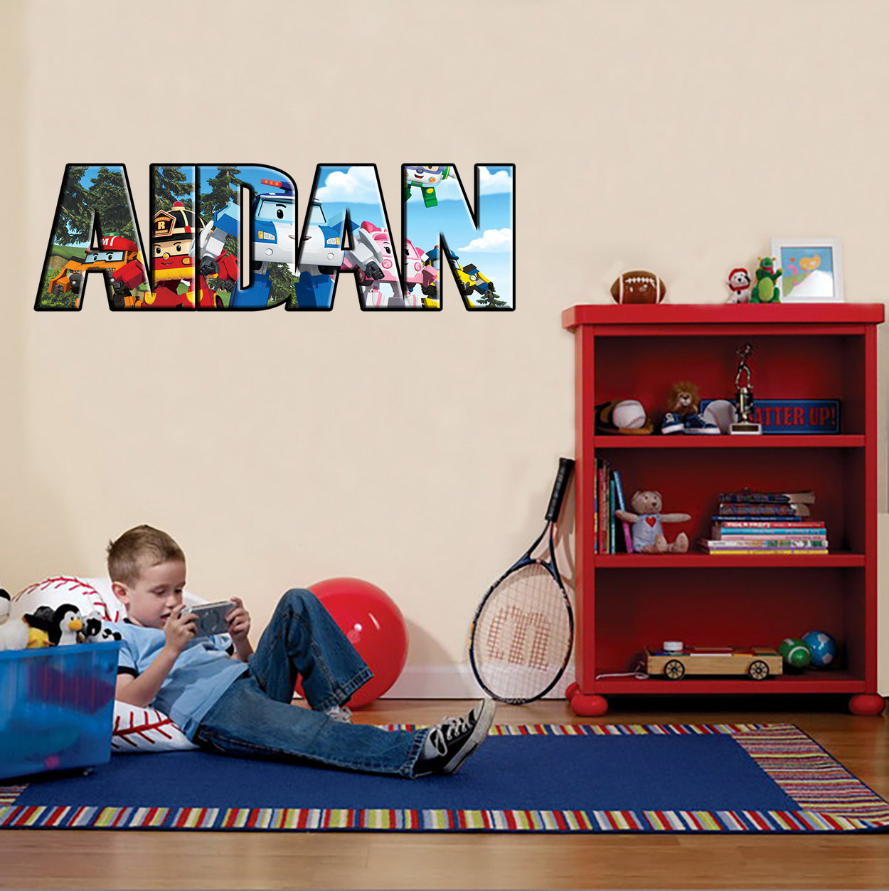 Robocar Poli Personnalisé Custom Name Wall Sticker Decal WP24