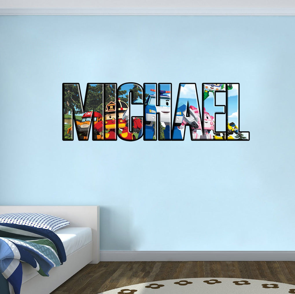 Robocar Poli Personnalisé Custom Name Wall Sticker Decal WP24