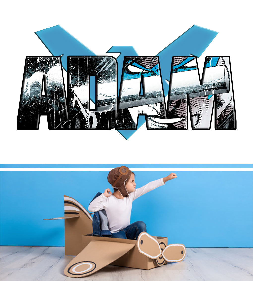 Nightwing Super Hero Personnalisé Custom Name Wall Sticker Decal WP250