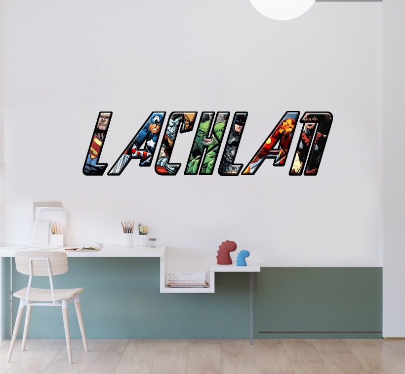 SUPERHERO ALPHABET Personnalisé Custom Name Wall Sticker Decal WP259