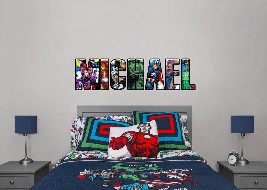 SUPERHERO ALPHABET Personnalisé Custom Name Wall Sticker Decal WP259