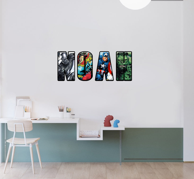 SUPERHERO ALPHABET Personnalisé Custom Name Wall Sticker Decal WP259