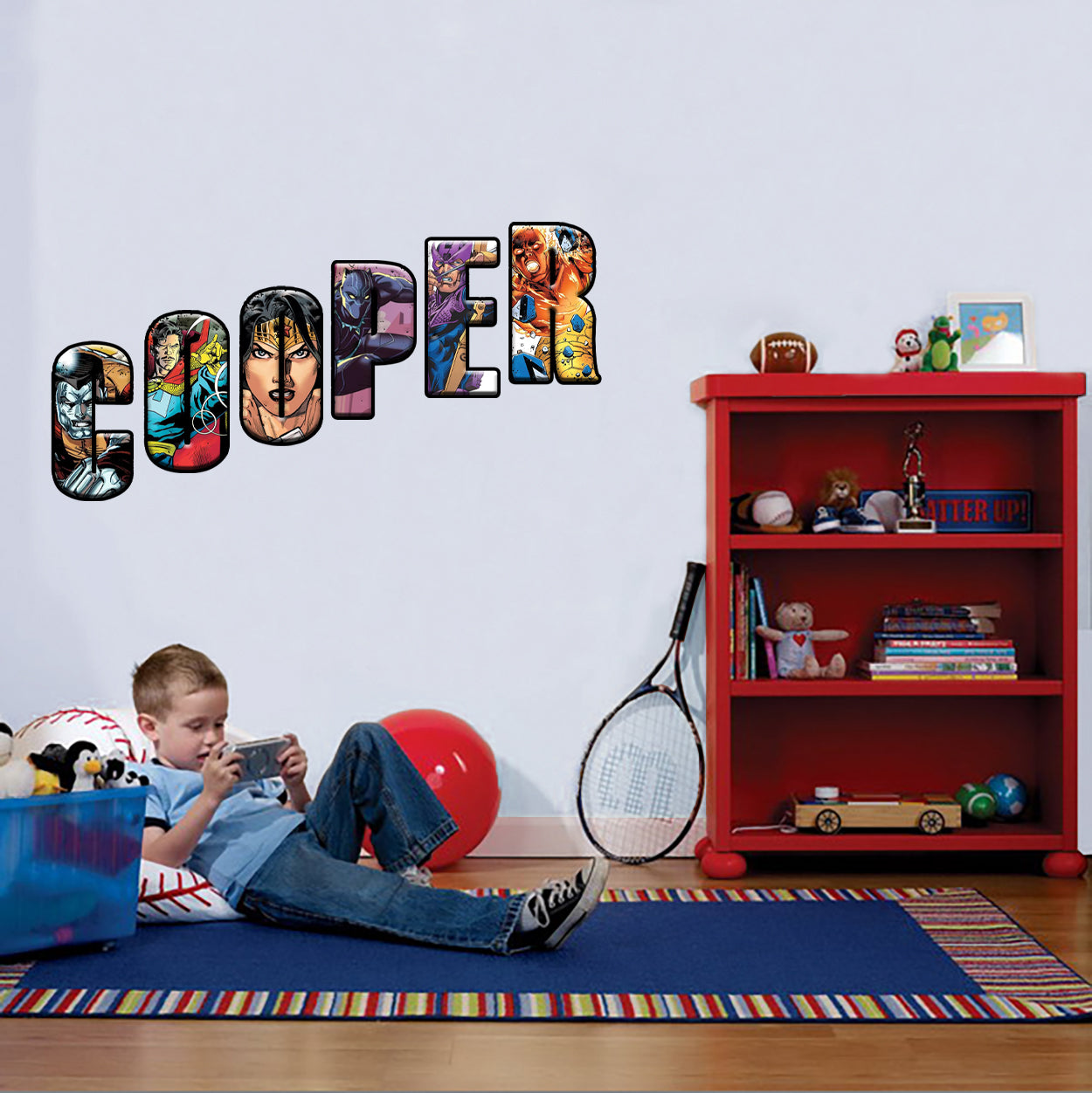 SUPERHERO ALPHABET Personnalisé Custom Name Wall Sticker Decal WP259
