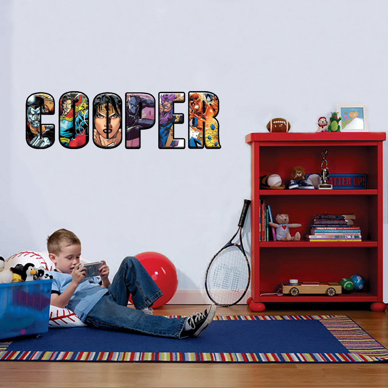 SUPERHERO ALPHABET Personnalisé Custom Name Wall Sticker Decal WP259