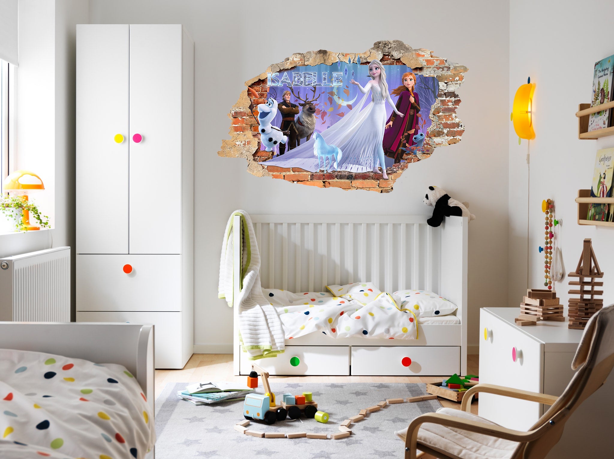 FROZEN Personalized 3D Smashed Bricks Hole Effect Decal Wall Sticker WP265