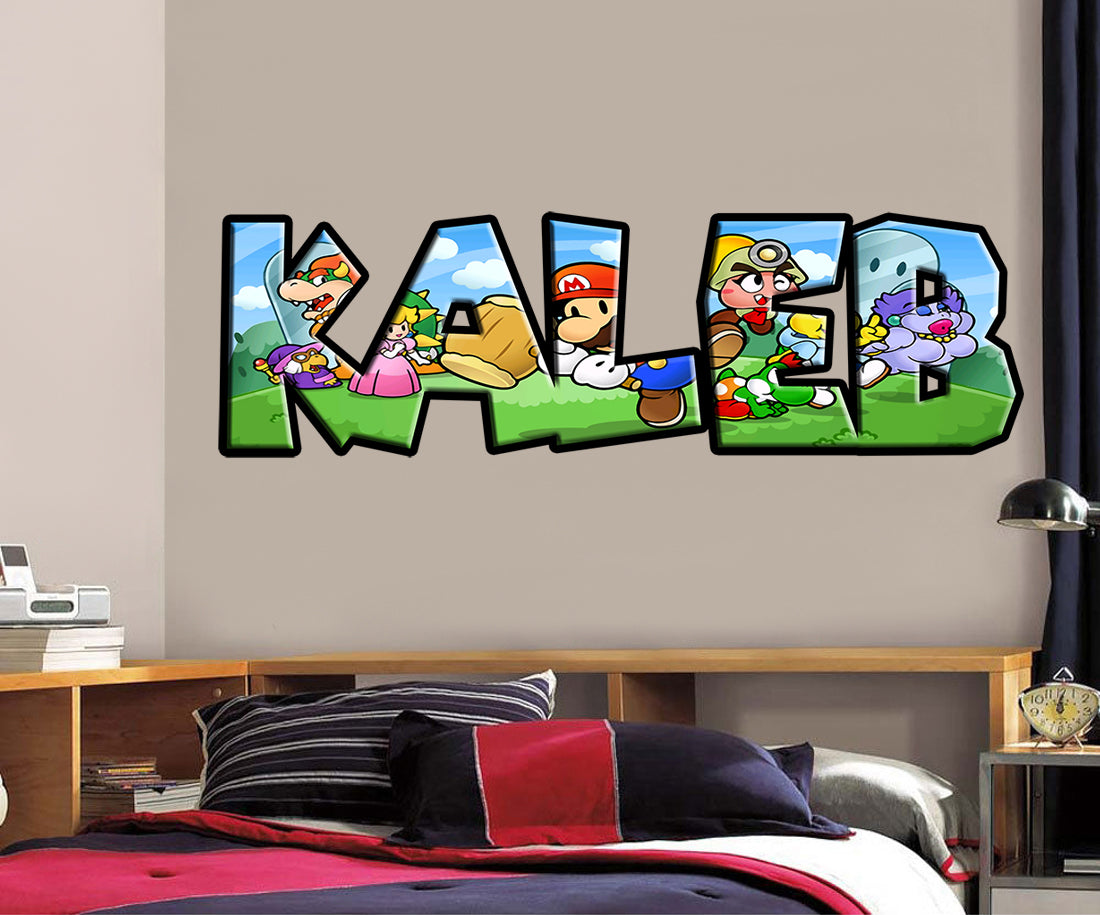 PAPER MARIO Personalized Custom Name Wall Sticker Decal WP276