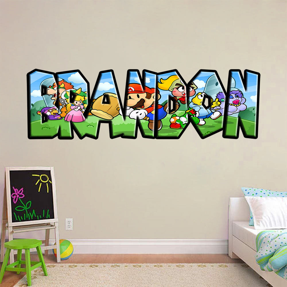PAPER MARIO Personalized Custom Name Wall Sticker Decal WP276