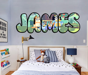 Bluey Disney Personalized Custom Name Wall Sticker Decal WP278