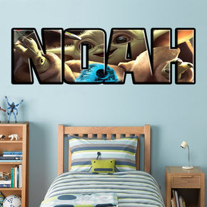 Bébé Yoda Le Mandalorian Personnalisé Custom Name Wall Sticker Decal WP284