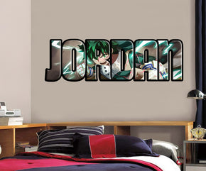 Mon héros Academia Izuku Midoriya personnalisé nom personnalisé autocollant mural autocollant WP285