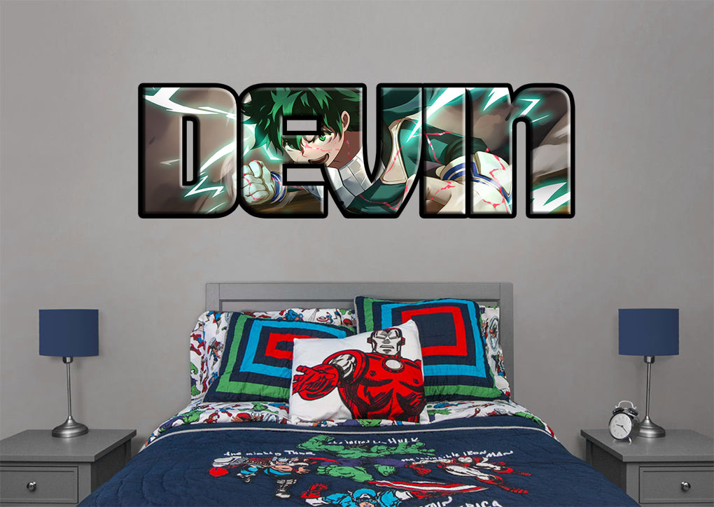My Hero Academia Izuku Midoriya Personalized Custom Name Wall Sticker Decal WP285