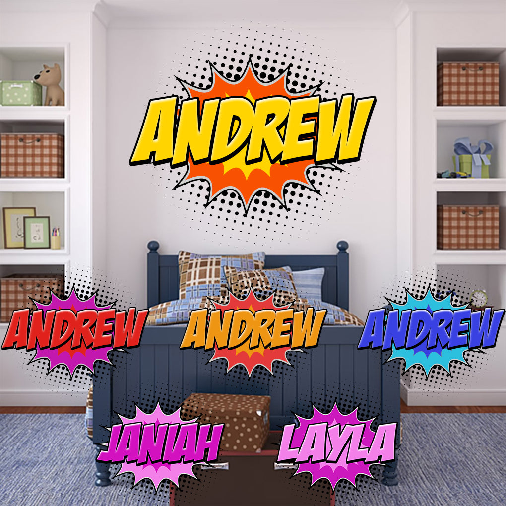 Comic Book Graffiti Personnalisé Custom Name Wall Sticker Decal WP288