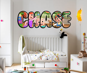 Cocomelon personnalisé nom personnalisé sticker mural autocollant WP298