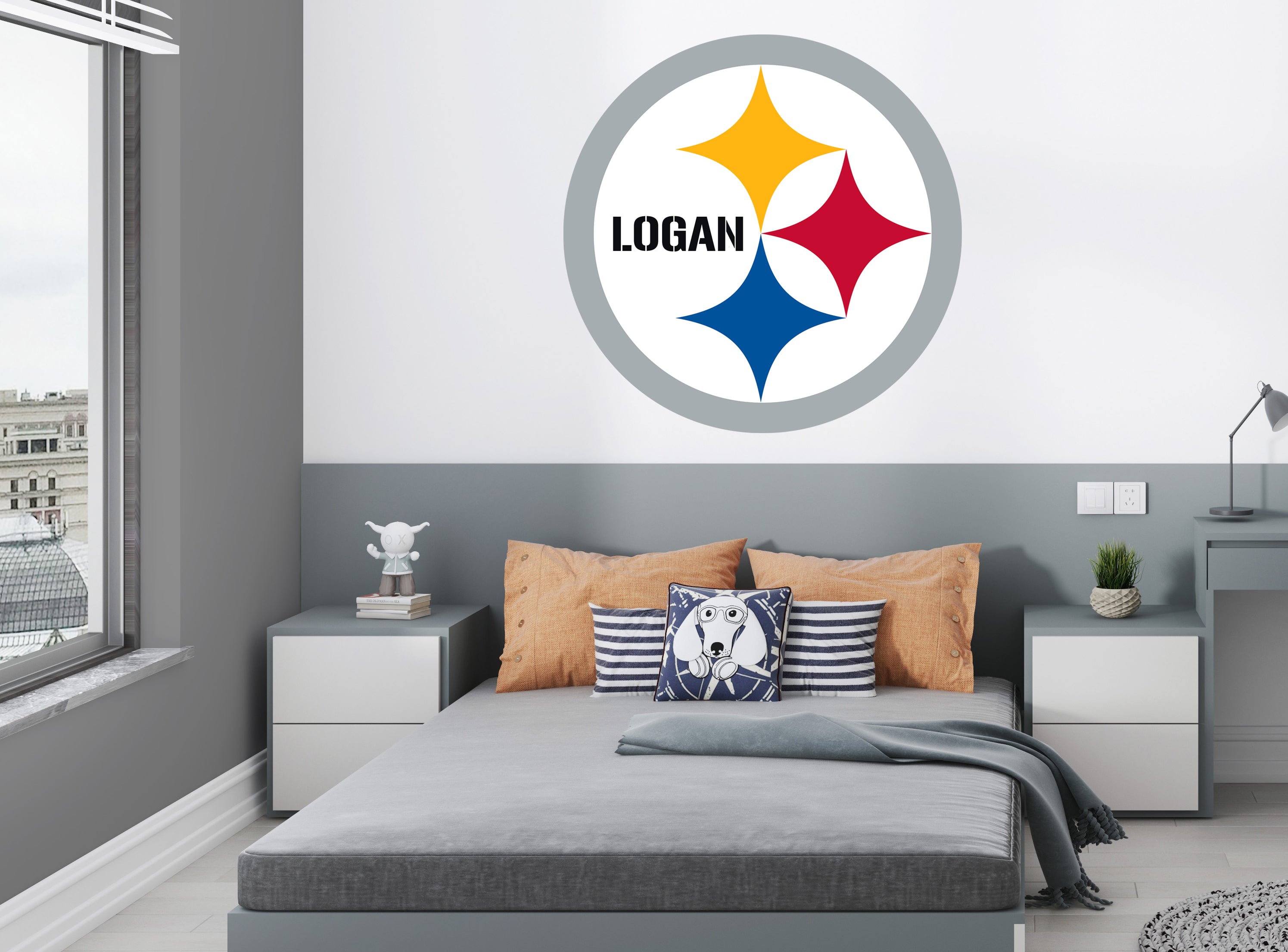 Pittsburgh Steelers Logo Personalized Custom Name Wall Sticker Decal WP299