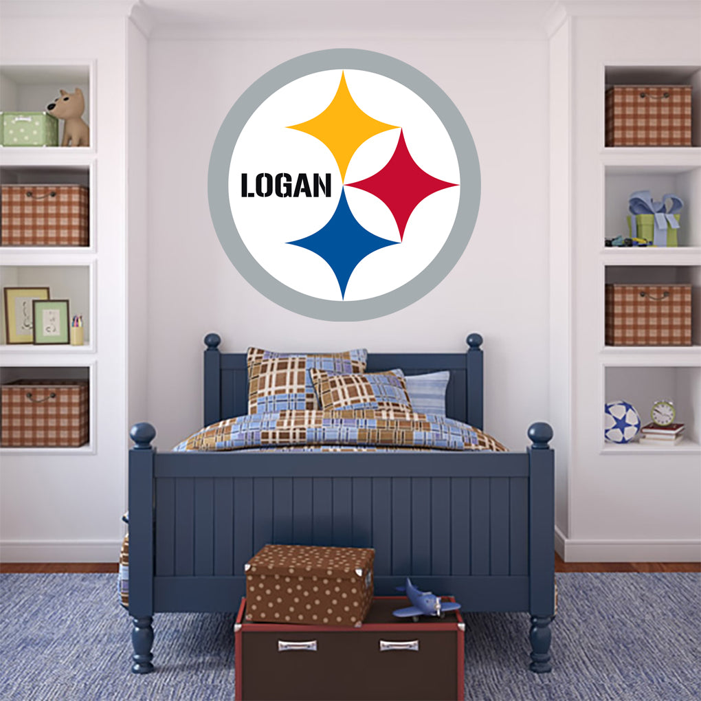 Pittsburgh Steelers Logo Personalized Custom Name Wall Sticker Decal WP299