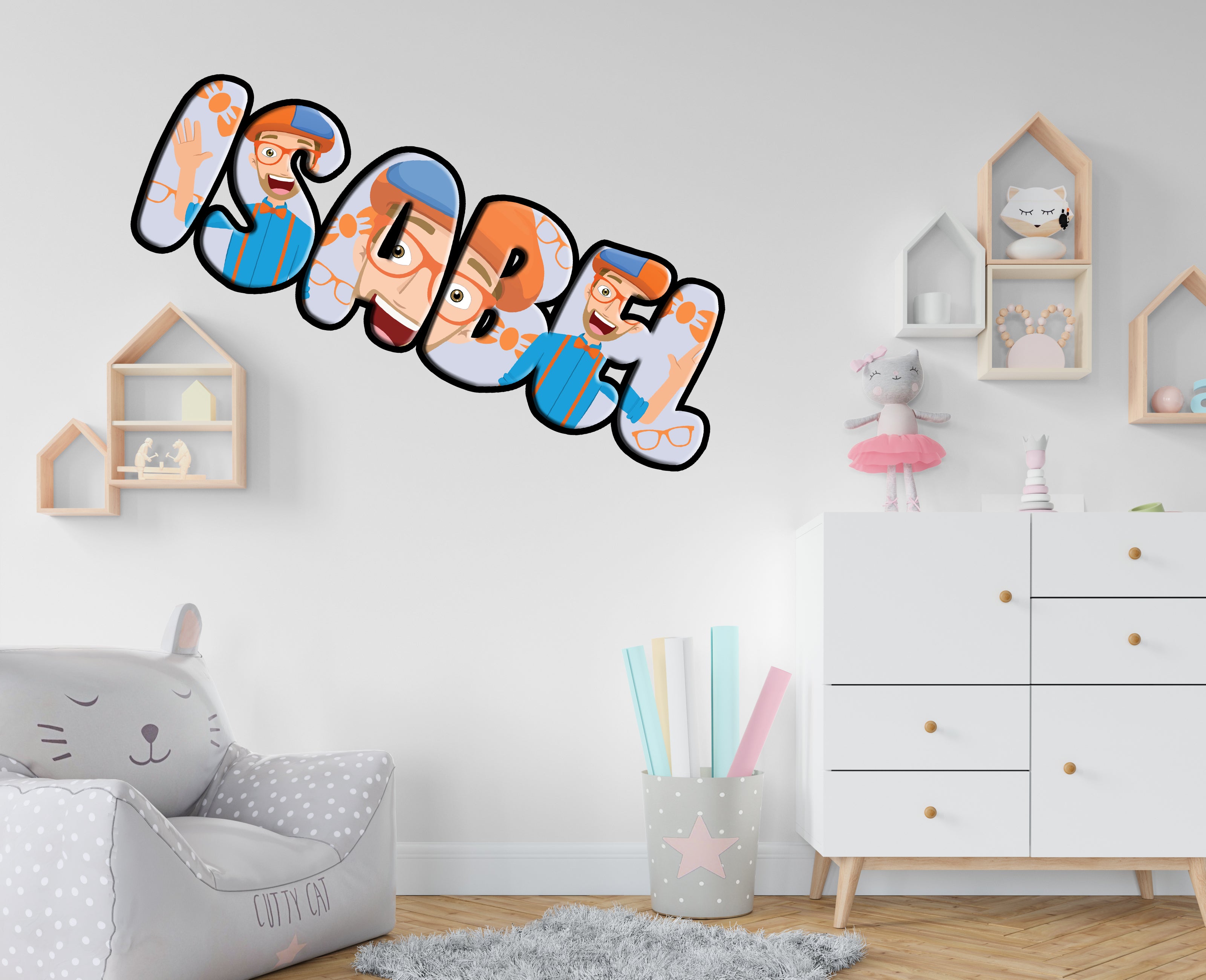 Blippi Personalized Custom Name Wall Sticker Decal WP305
